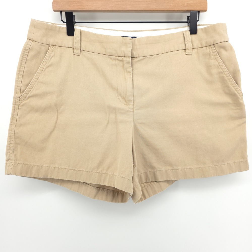 J.Crew H1453 Women Chino Shorts 12 Khaki Tan Cotton Twill Summer Preppy Coastal